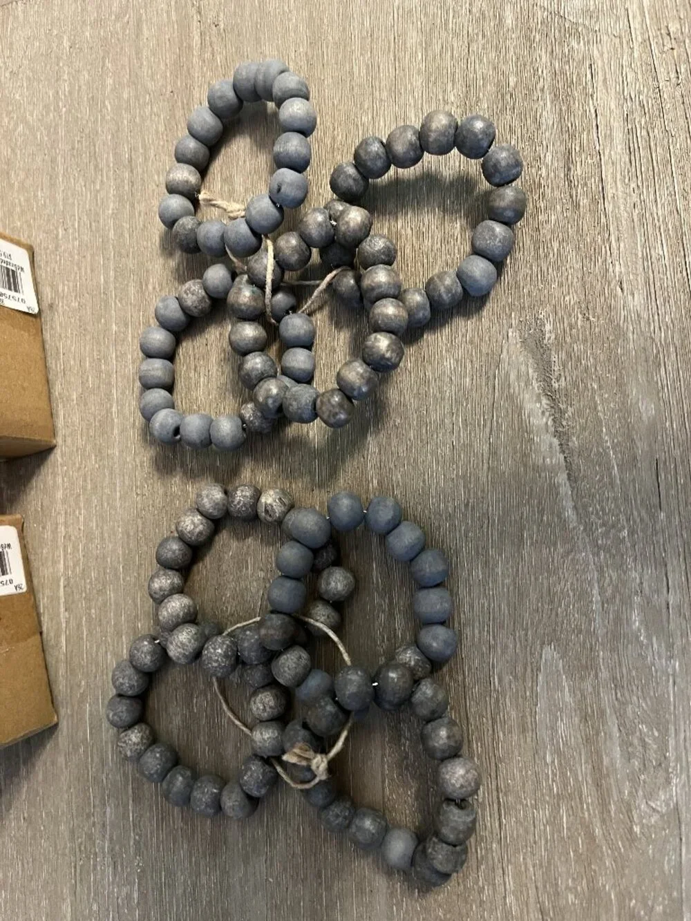 8 Pottery Barn Charcoal Wood Beaded Napkin Rings